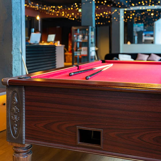 Pool table at the ho36 in La Plagne, France