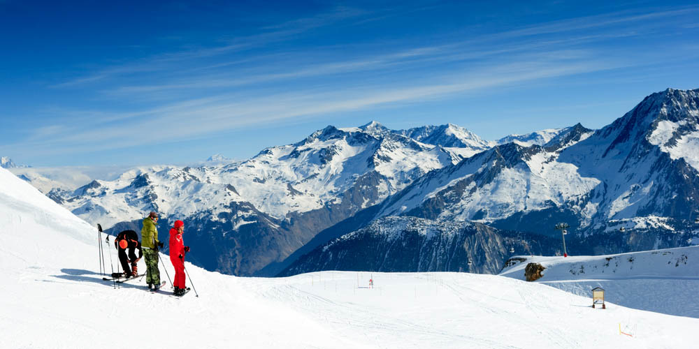 Skiers in the French Alps