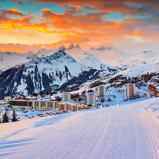 Winter sunset in the French Alps