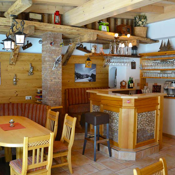 The bar area at the Pension Müllauerhof in Saalbach, Austria