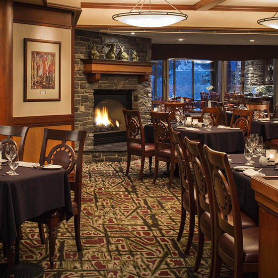 Dining room at the Royal Canadian Lodge in Banff