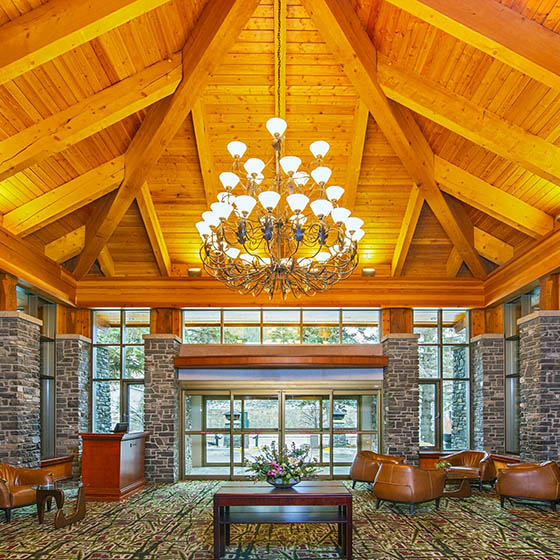 Lobby at the Royal Canadian Lodge in Banff