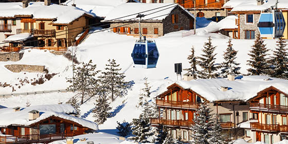 Beautiful cityscape of Sestriere ski resort, Italy