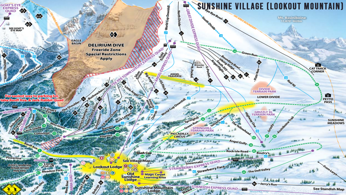 Piste map: Sunshine Village, Banff, Canada