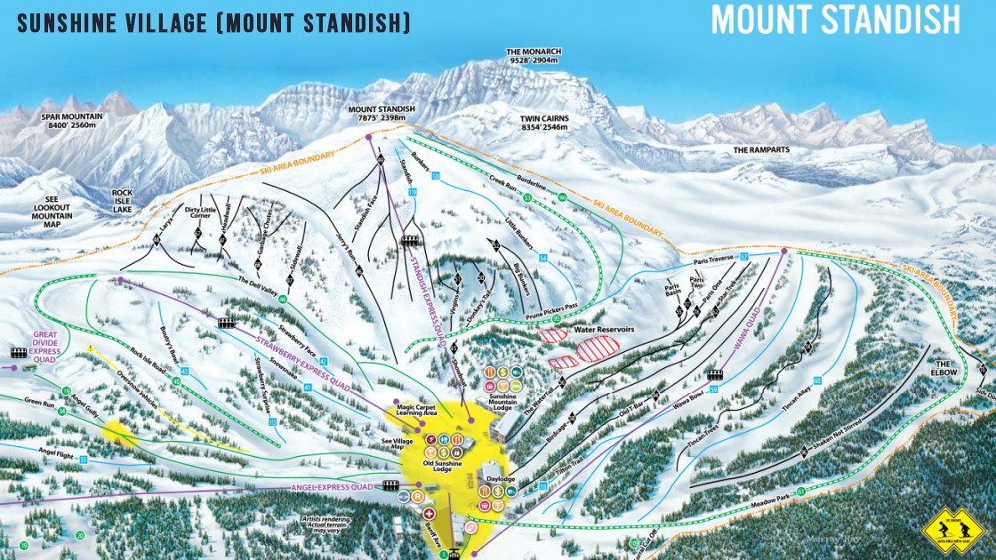 Piste map: Sunshine Village, Banff, Canada