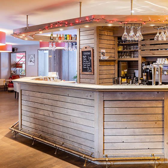 The bar area at the Village Club Miléade in Val Cenis, France